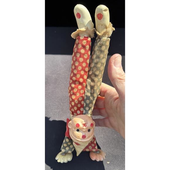 CIRCUS CLOWN DOING HAND STAND TIN WIND UP TOY JAPAN 1930s WORKS! -TO18 - Picture 10 of 11
